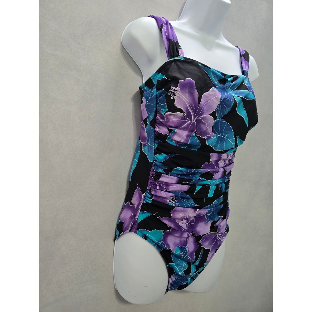 Floral 90s Vintage One Piece Swimsuit Boho Vacation Beach Goth Y2K Cottage 12 - Picture 3 of 6